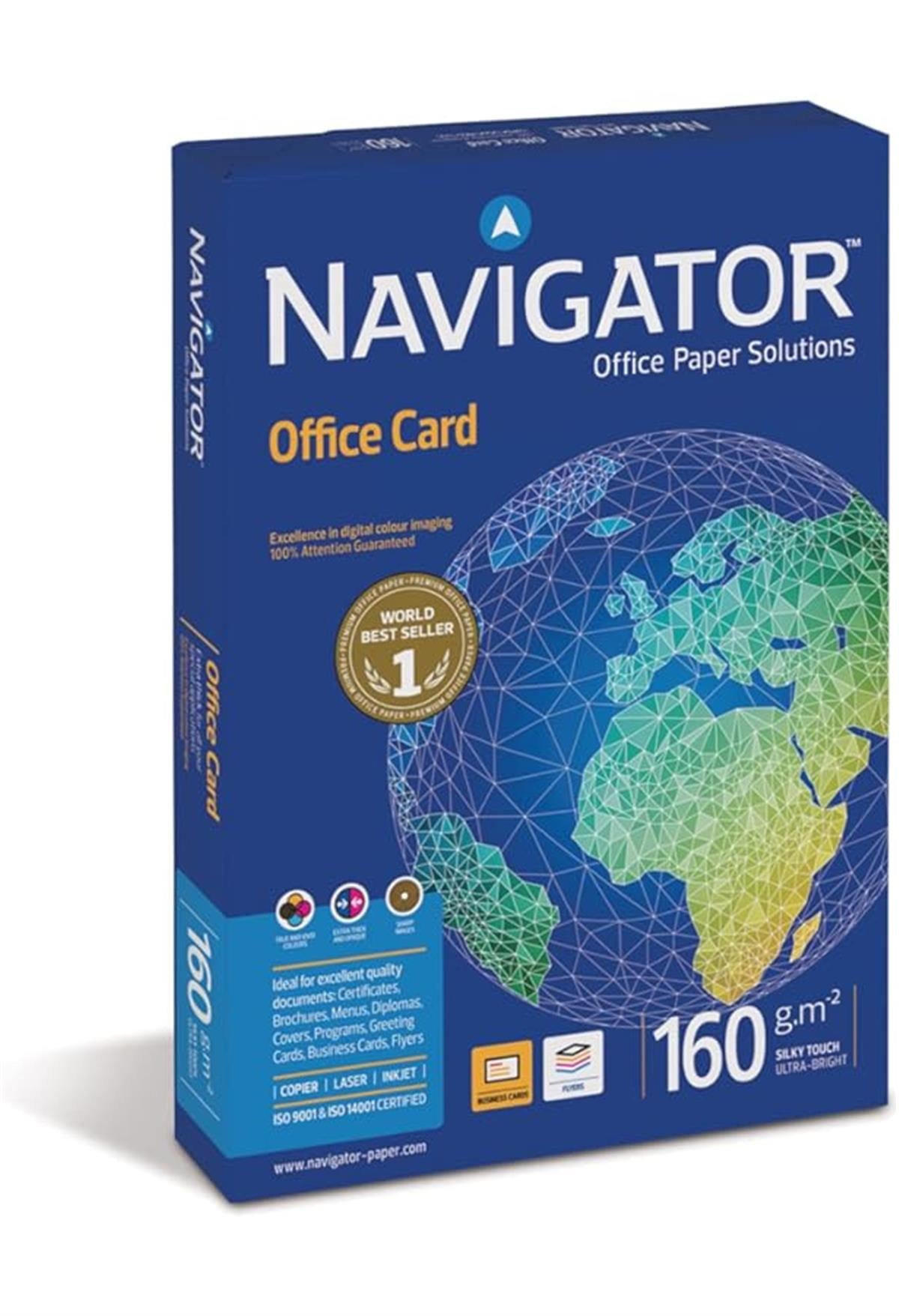 Navigator Fotokopi Kağıdı Gramajlı Laser-Copy-Inkjet Office Card 250 Lİ A4 160 GR Beyaz 