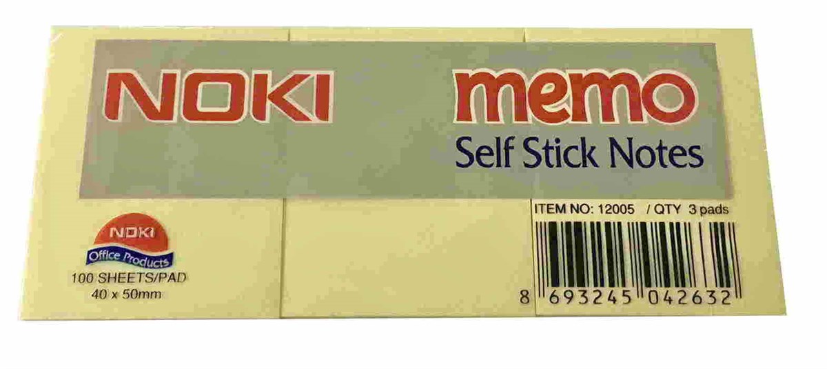 Noki 12005 38X51 Yapiskanli Notluk Sari 3Lü Paket