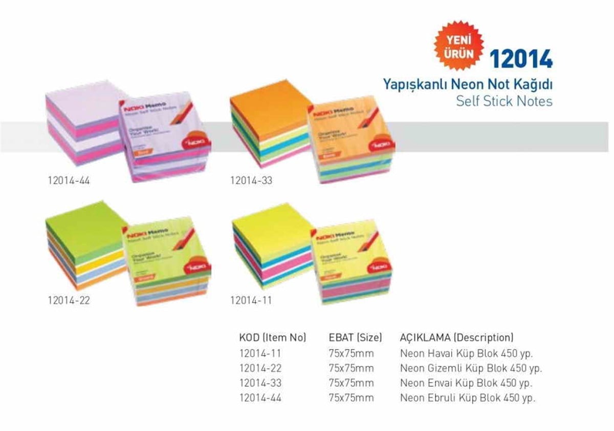 Noki 12014-11 75X75 Neon Havai Küp Blok 450 Yaprak      