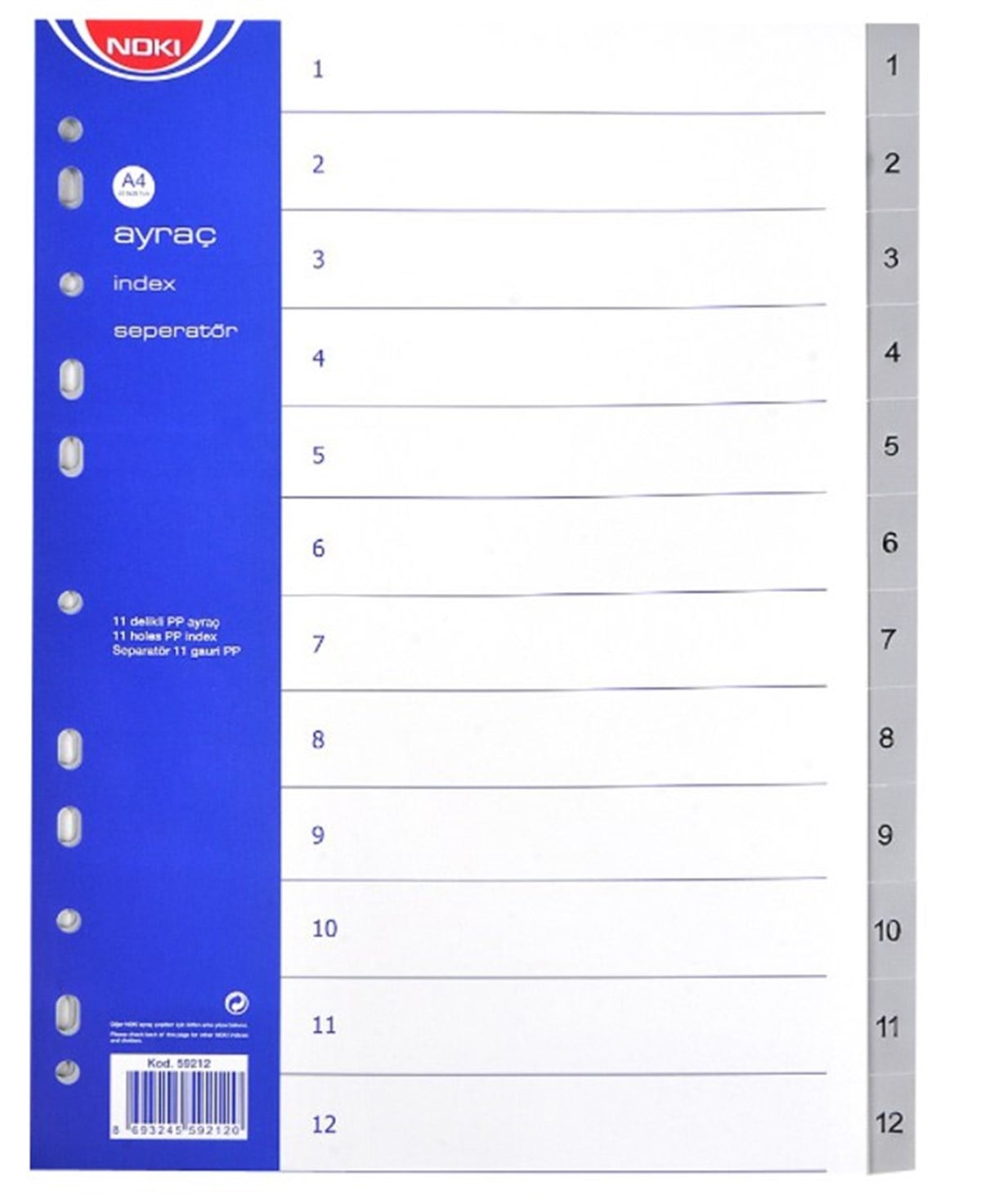 Noki 59212 Ayraç Pp 1-12 Rakamli 