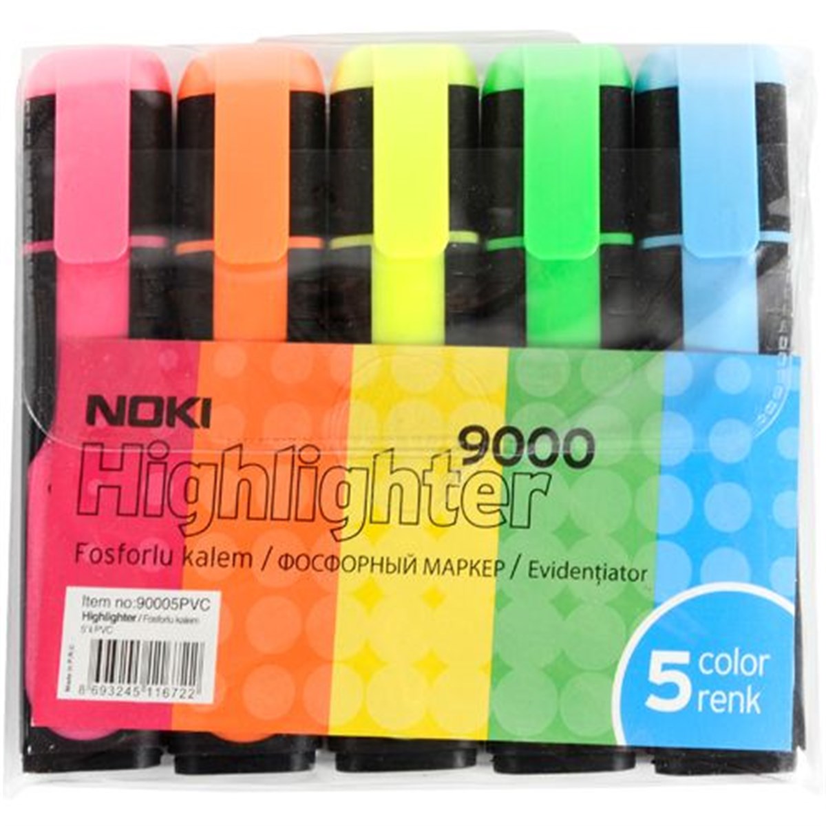 Noki 90005 Fosforlu Kalem 5Li Pvc  