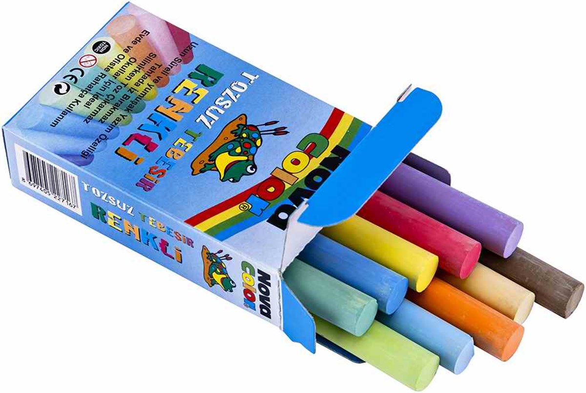 Nova Color Nc-4111 Tozsuz Renkli Tebesir 10Lu Paket