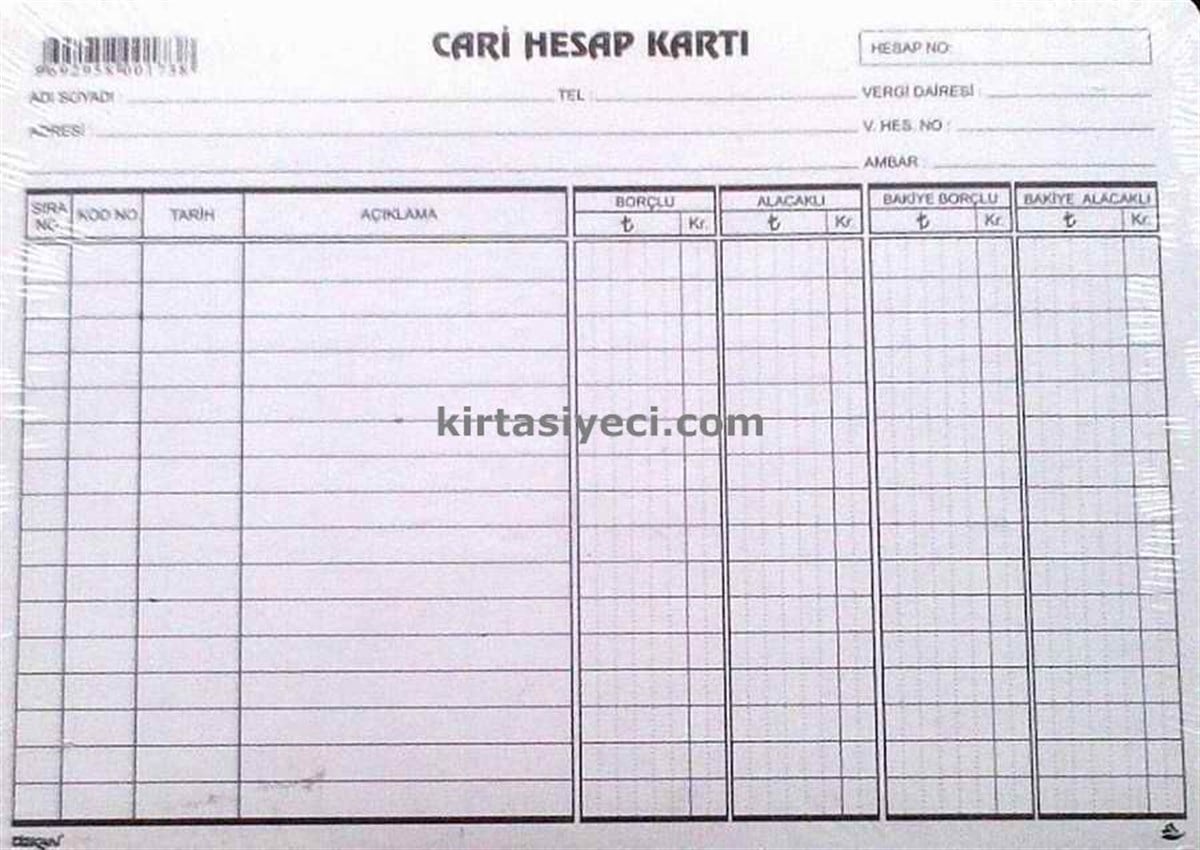 Özkan M0173 Cari Hesap Karti Küçük 100Lu 