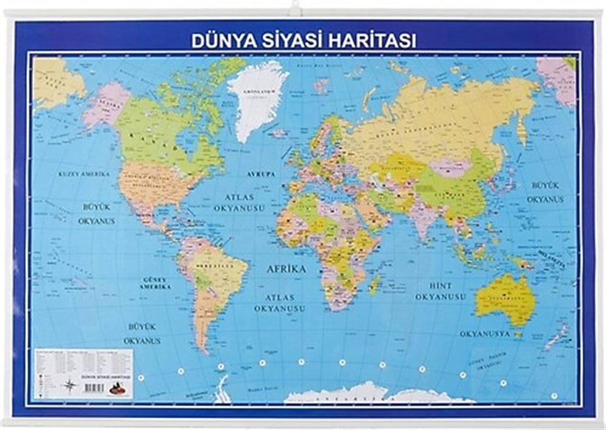 Panda 404 70Cm100Cm Dunya Siyasi Harita Cerceveli