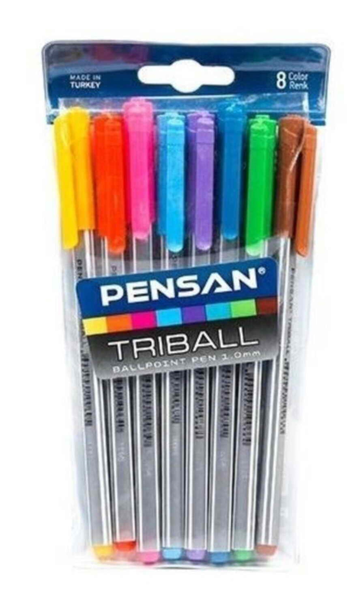 Pensan 1003 Triball Tükenmez Kalem Renkli 8 Li Set  