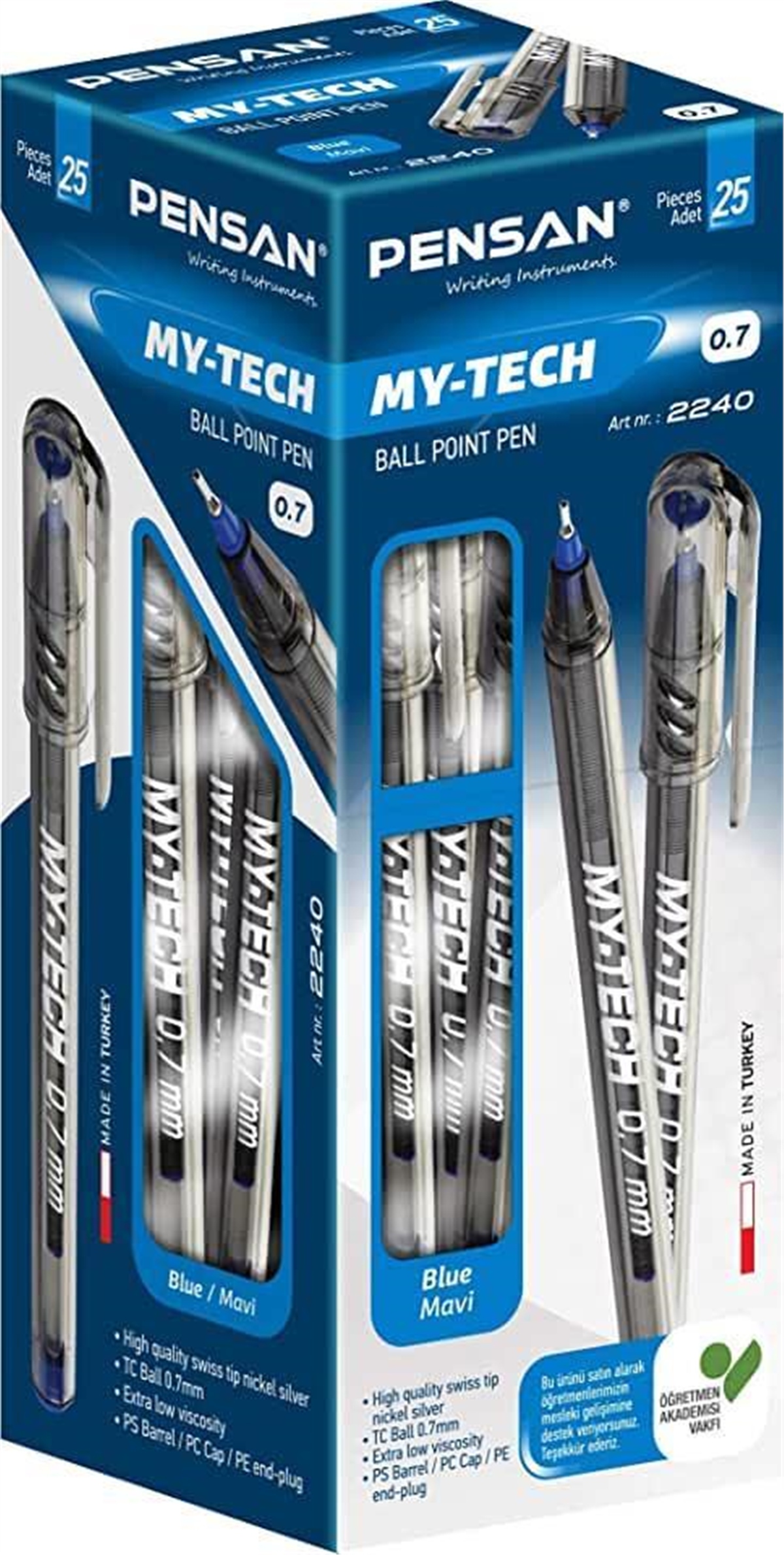 Pensan 2240 My-Tech Tükenmez Kalem Mavi 0,7Mm 25Li Paket      
