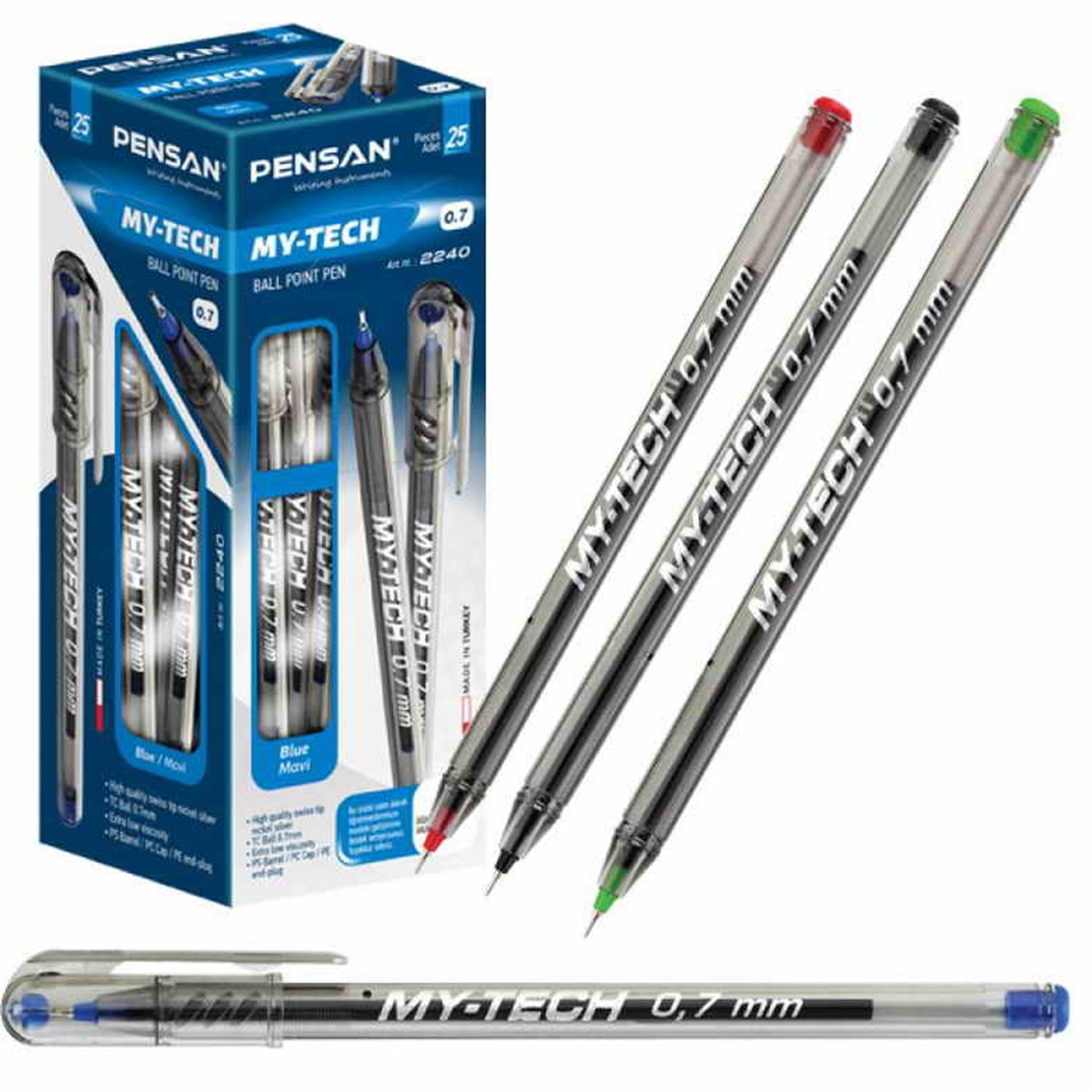 Pensan 2250 My-Tech Tükenmez Kalem Yesil 1.0 Mm 25Li Paket
