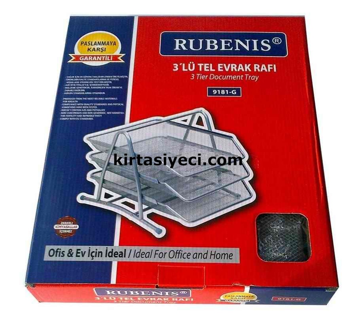 Rubenis 9181-G Metal Evrak Rafi 3 Lü Gümüs Renk