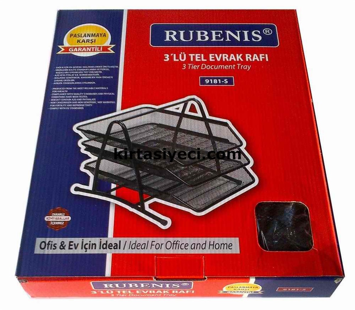 Rubenis 9181-S Metal Evrak Rafi 3Lü Siyah Renk