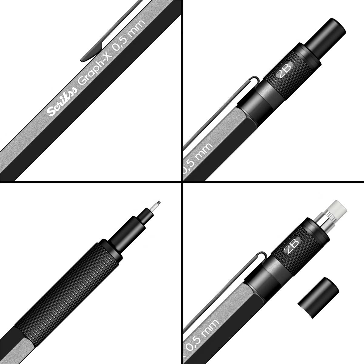 Scrikss Graph-X Metal Color Versatil 0.5 Mm Antrasit Seffaf Ambalaj