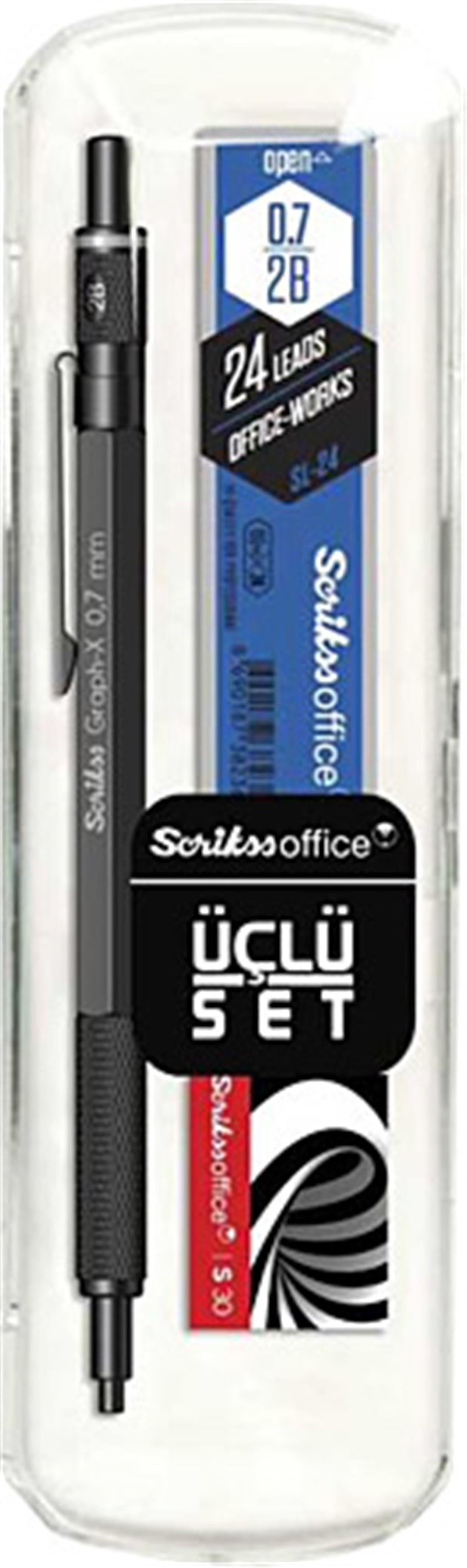 Scrikss Graph-X Metal Versatil 0.7Mm Kursuni Gri 3 Lü Set