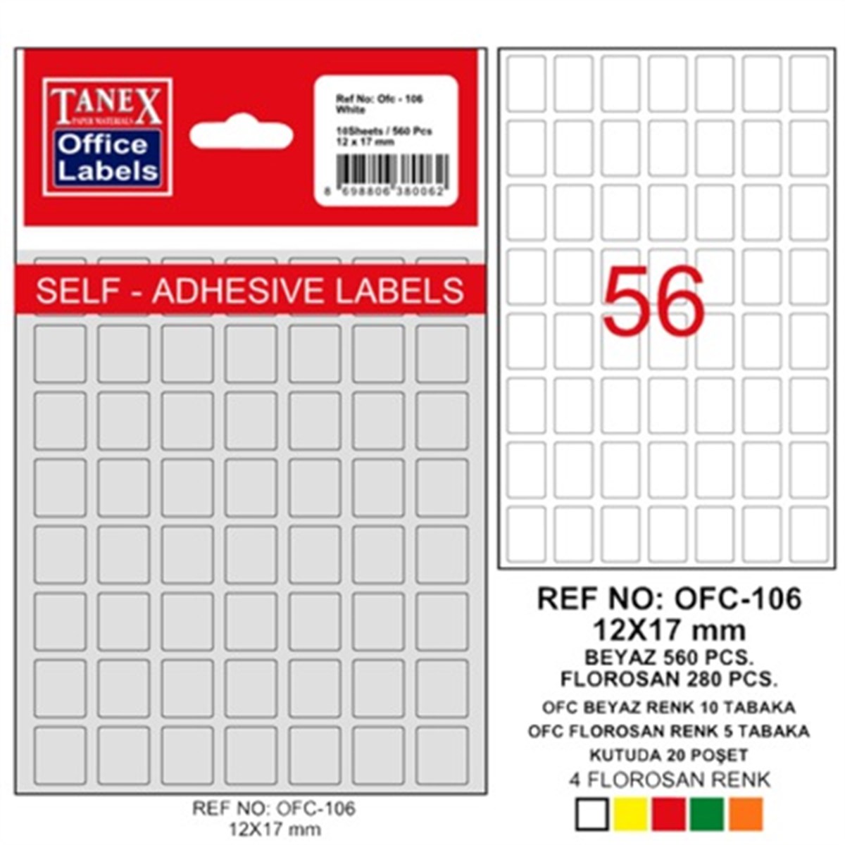 Tanex Ofc-106 Flo Bayez Ofis Etiketi 5Li Paket