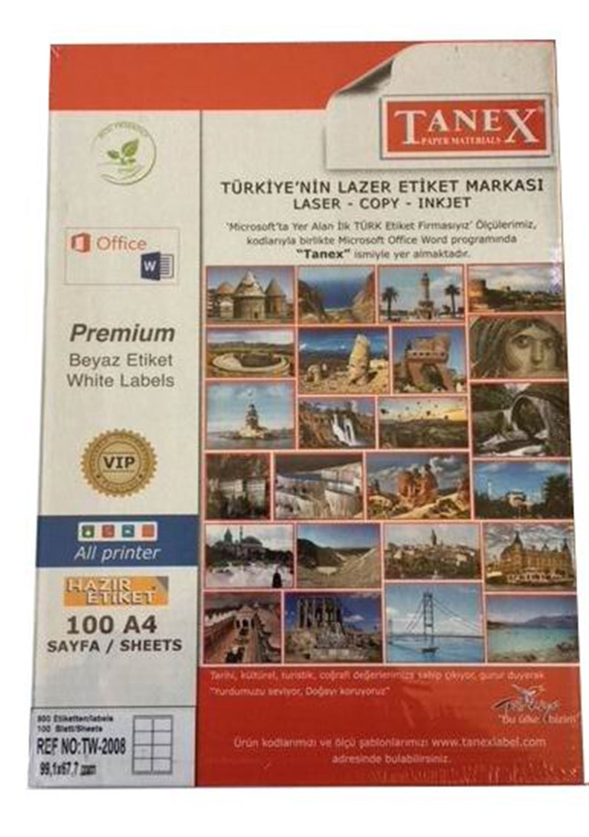 Tanex Tw-2008 99,1X67,7Mm Laser Etiket 100 Lü Paket