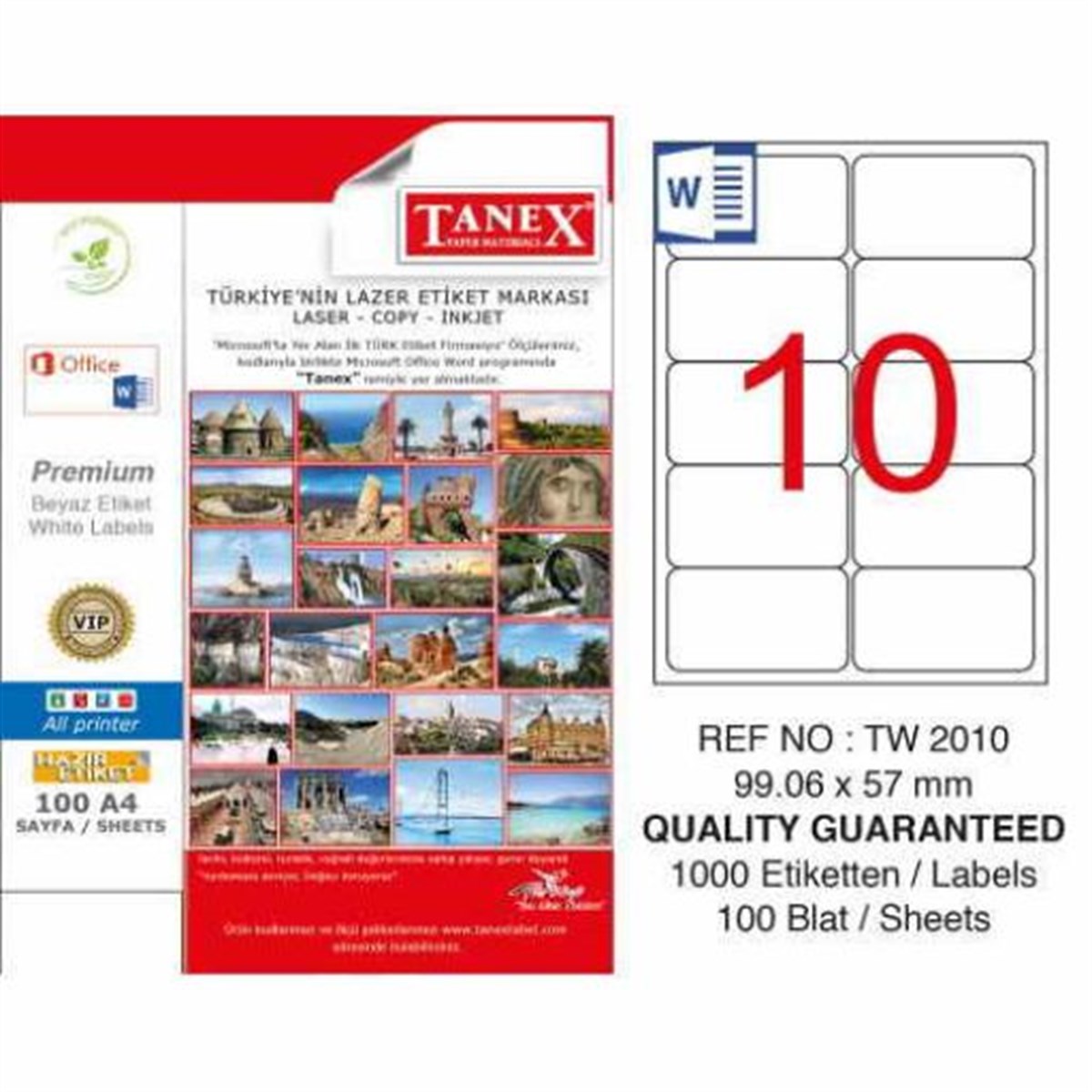 Tanex Tw-2010 99,06X57 Mm Laser Etiketi Sari