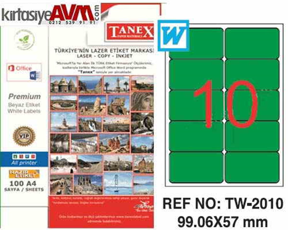 Tanex Tw-2010 99,06X57 Mm Laser Etiketi Yesil