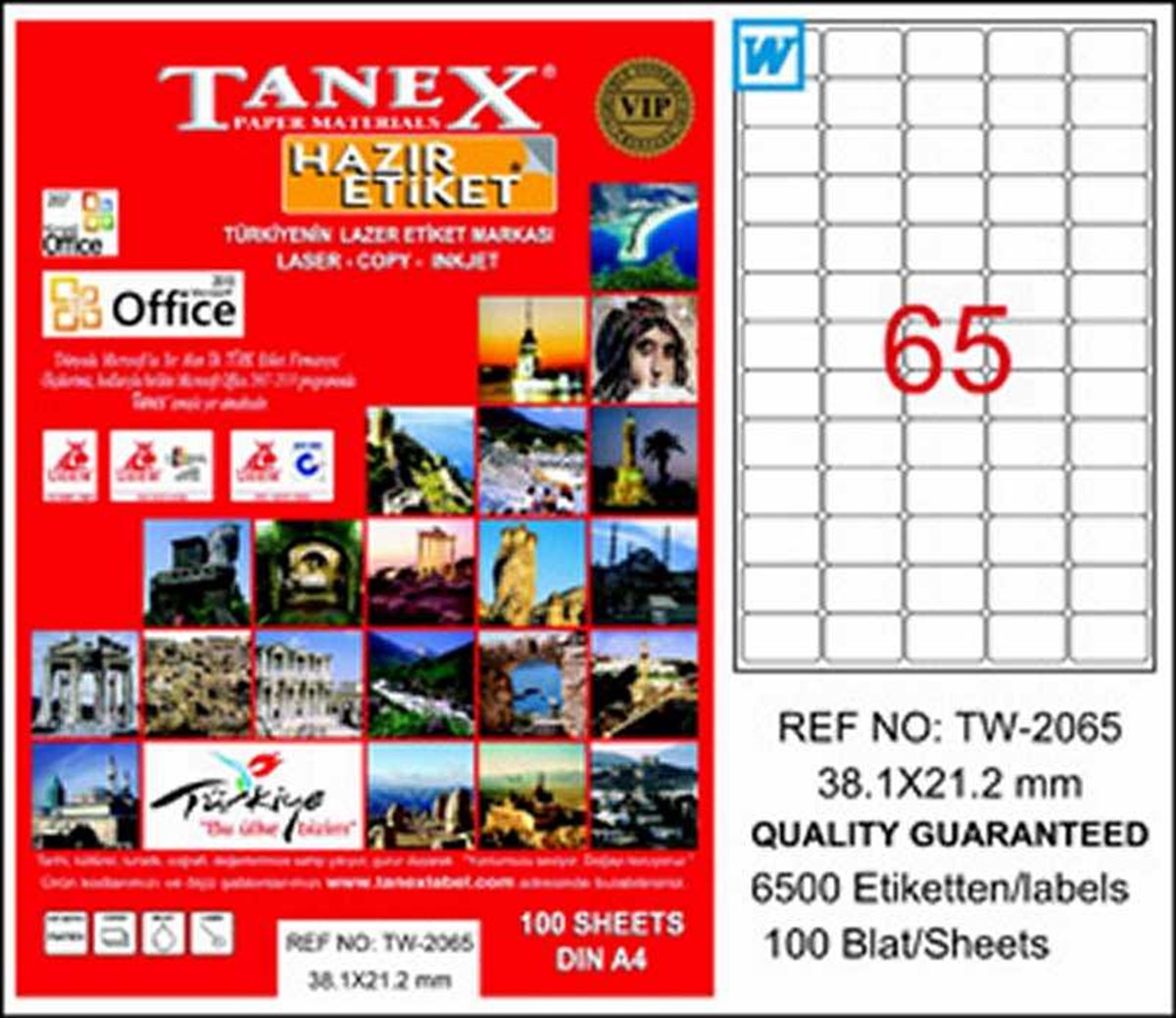 Tanex Tw-2065 38,1X21,2 Mm Lazer Etiketi