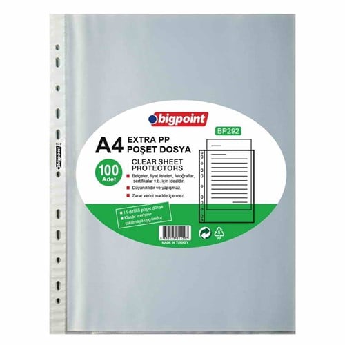 Bigpoint Bp292 A4 Poset Dosya Extra 50 Micron 100Lü Paket