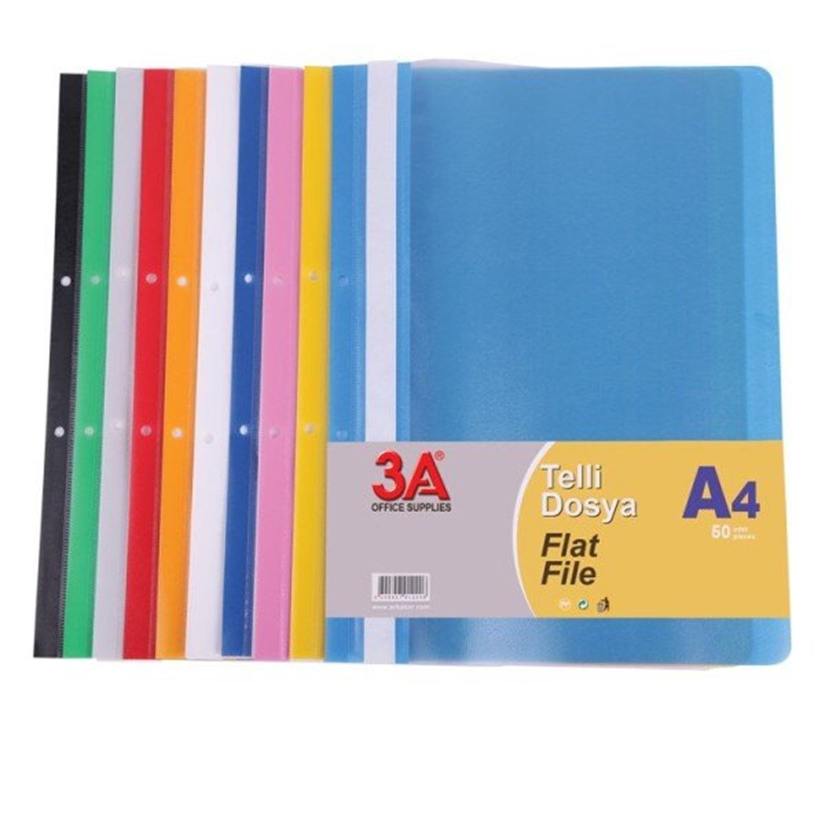 3A 2058 Ofis Telli Dosya Mavi 50 Lli Paket 