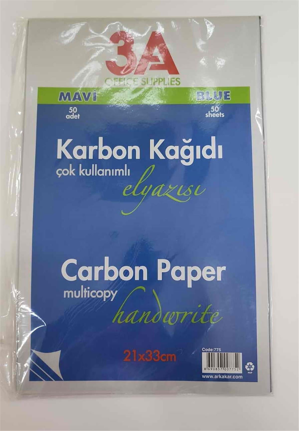 3A 775 Karbon Kağıdı Mavi 50'li Paket
