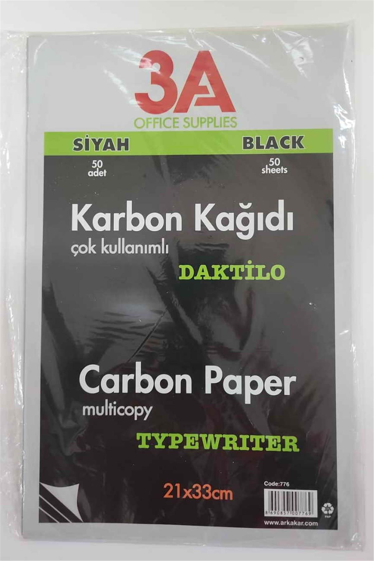 3A 776 Karbon Kağıdı Siyah 50'li Paket