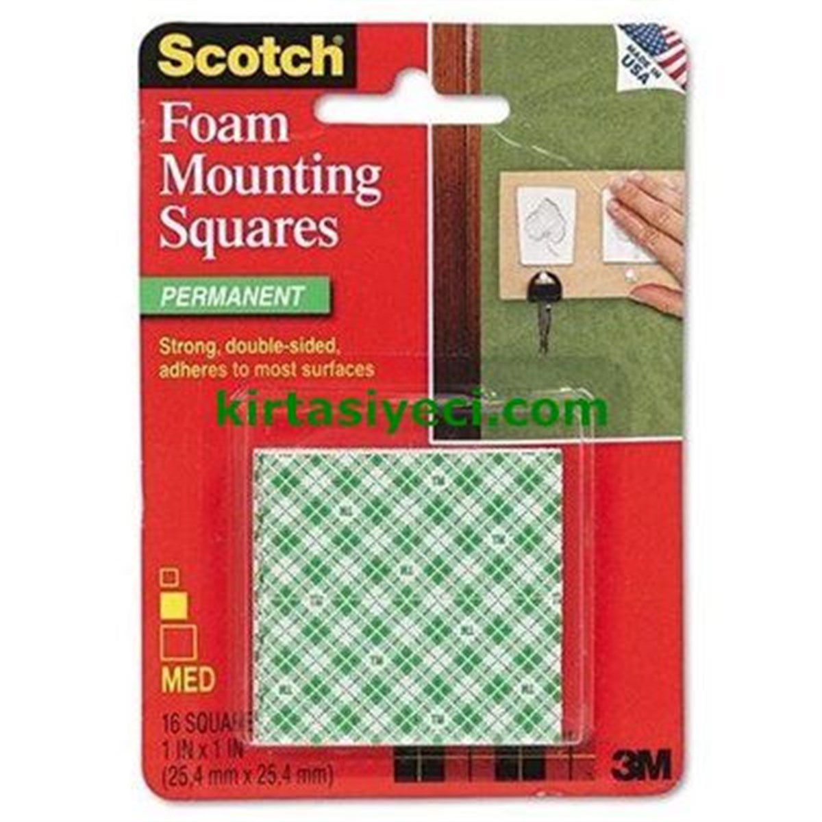 3M 111 Scotch Çift Tarafli Yapiskan Köpük Kareler 16 Adet 25,4Mmx25,4Mm 