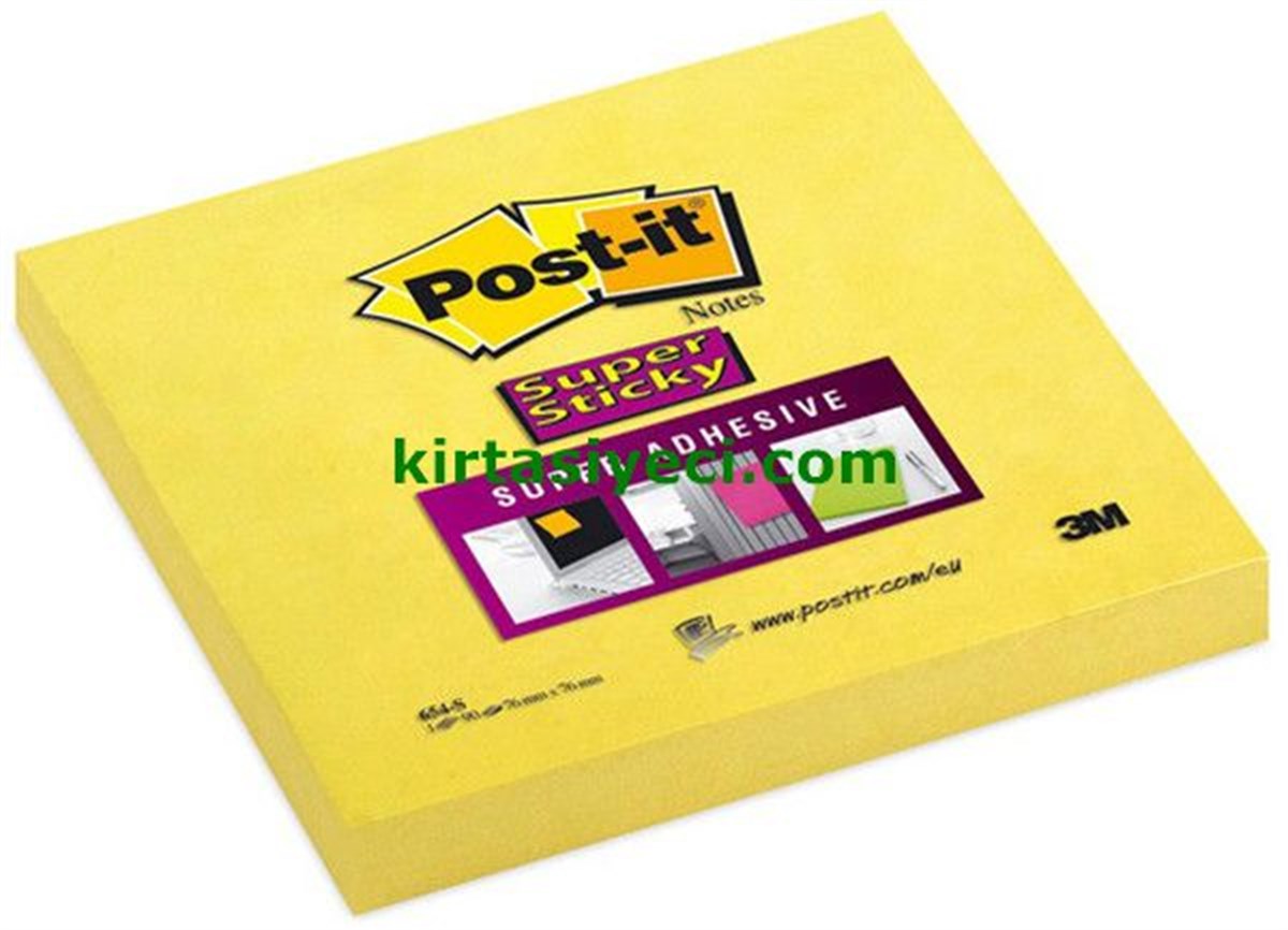 3M 654-S Post-It Süper Sticky Not Kanarya Sarisi 76X76Mm 90 Yaprak 
