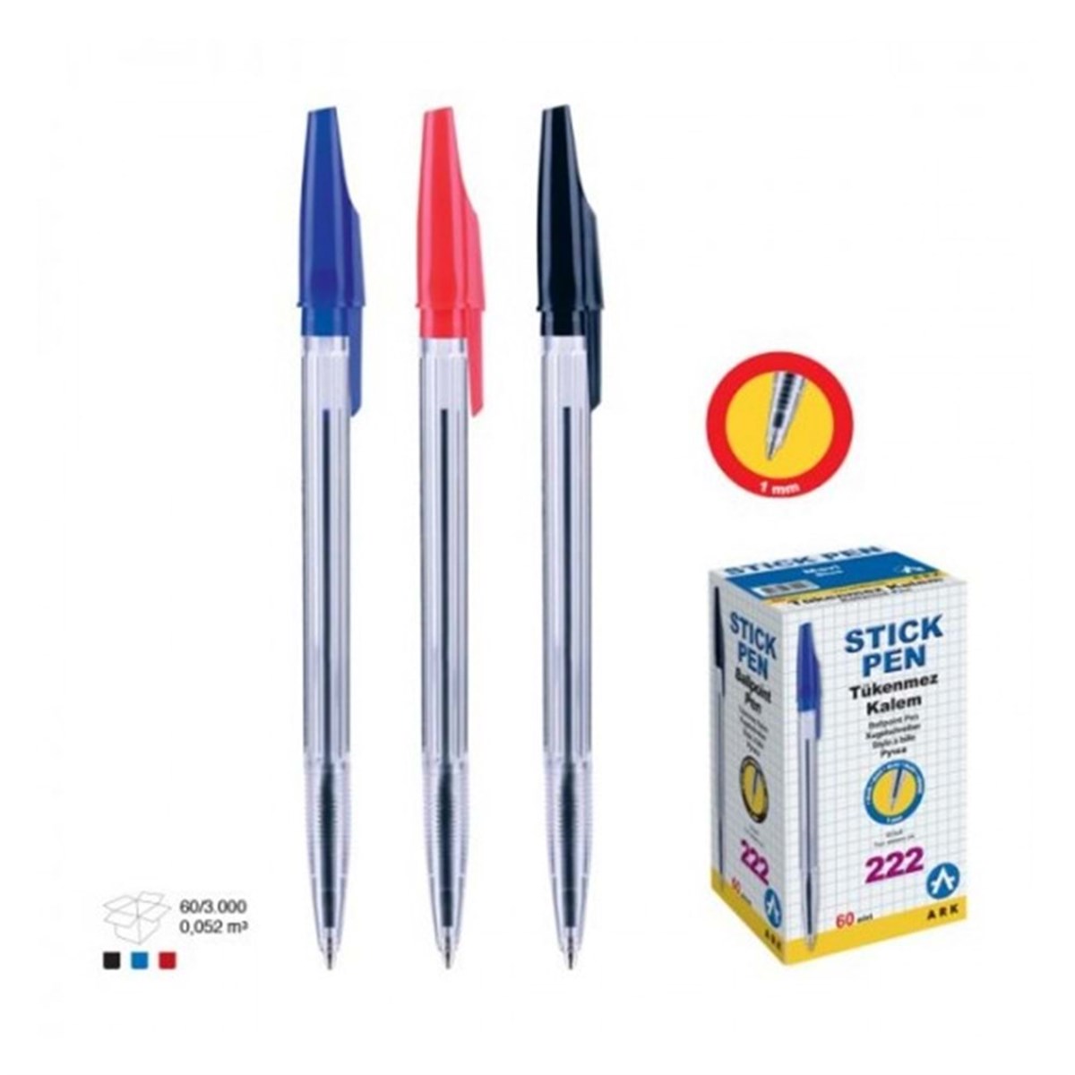 Ark 222 Tükenmez Kalem Kirmizi 50Li Paket 