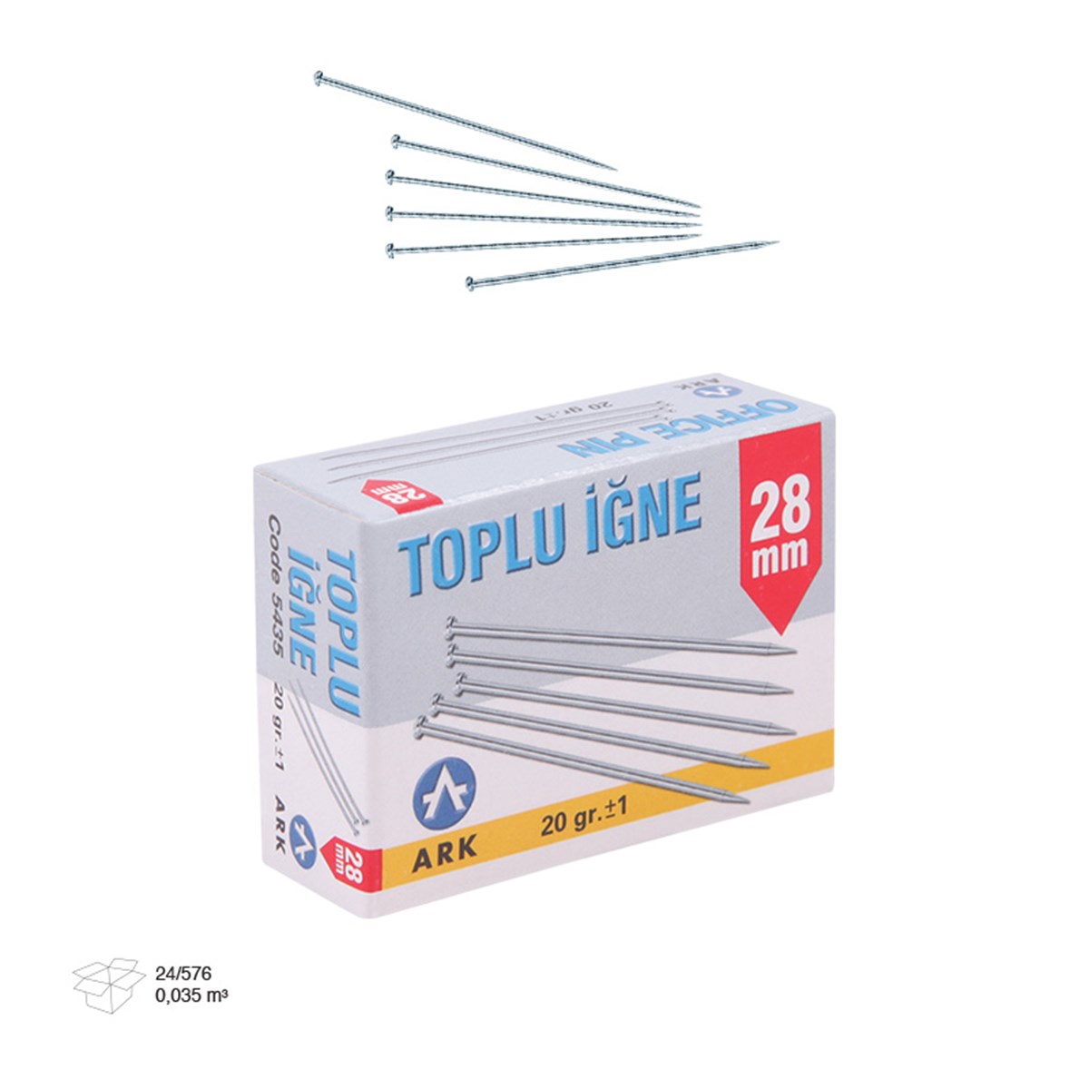 Ark 2905 Çengelli İğne 3Boy Karton Kutu 15 Adet