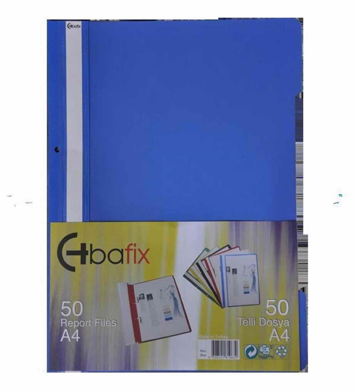 Bafix Telli Dosya Plastik XL Mavi A4 50 Li Paket