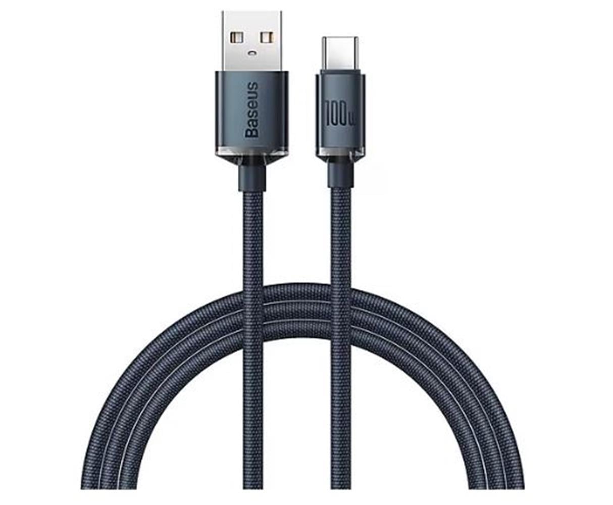 Baseus Crystal USB-A to C 100W Kablo 1.2m Siyah (CAJY000401)