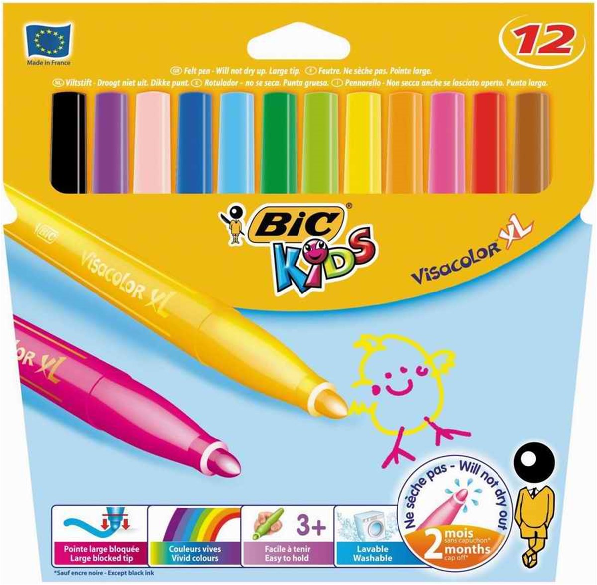 Bic 829007 Visa Yikanabilir Jumbo Keçeli Boya Kalemi 12 Renk