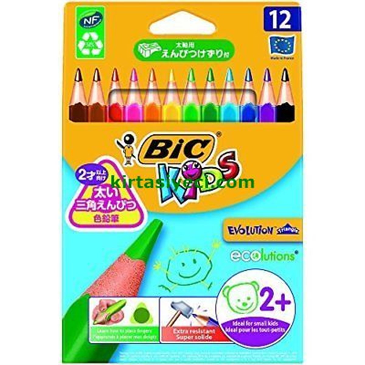 Bic 8297356 Evolution Üçgen Jumbo Boya Kalemi 12Li Kutu 