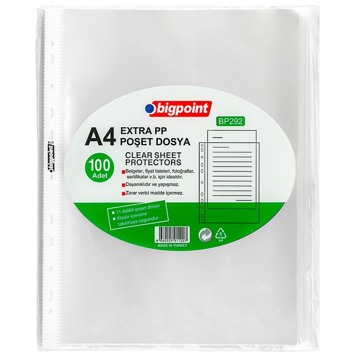 Bigpoint Bp292 A4 Poset Dosya Extra 50 Micron 100Lü Paket