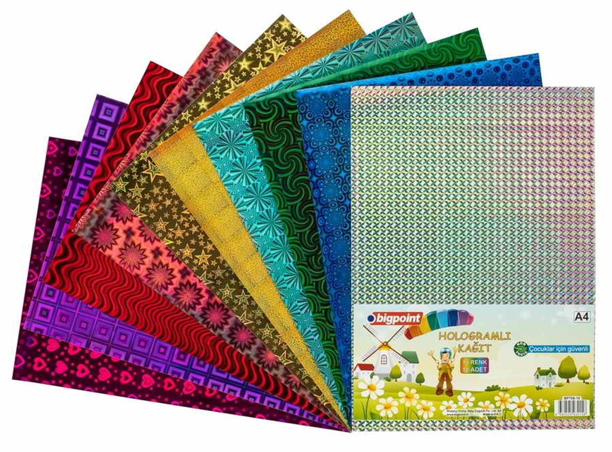 Bigpoint BP708-10 Hologramlı Kağıt A4 Karışık 10 Renk - 80 Gram