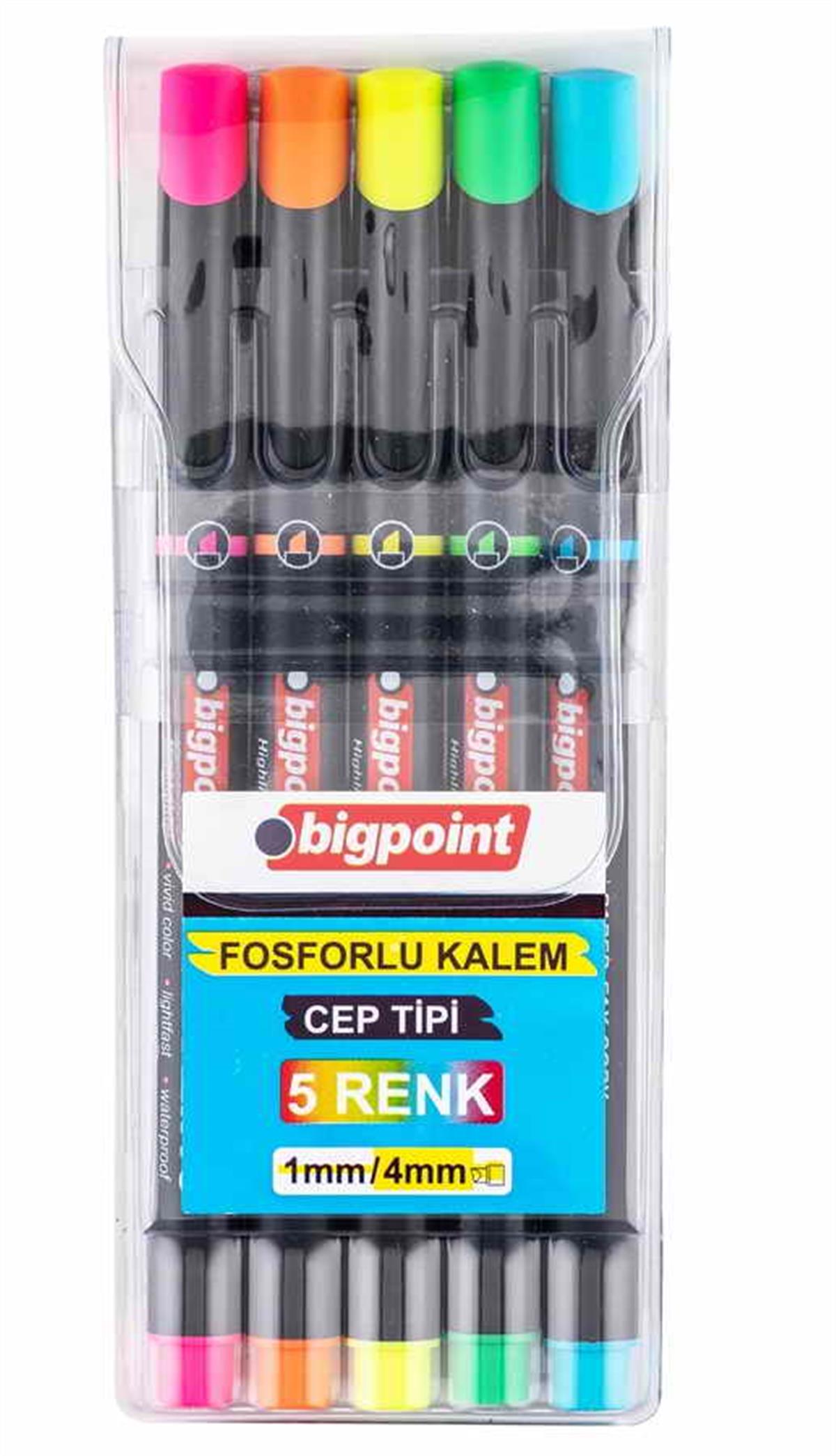 Bigpoint BP911-05 Fosforlu Kalem Cep Tipi 5'li Set
