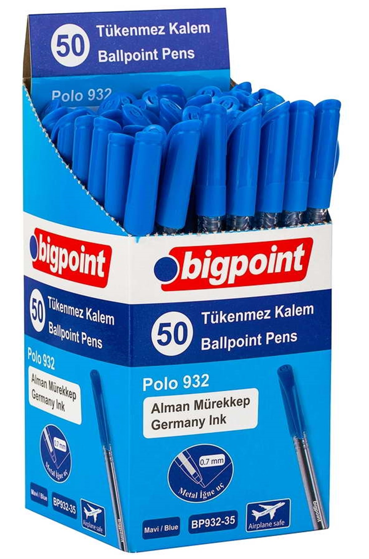 Bigpoint BP932-35 Tükenmez Kalem Polo 0.7mm Mavi 50 Li Paket
