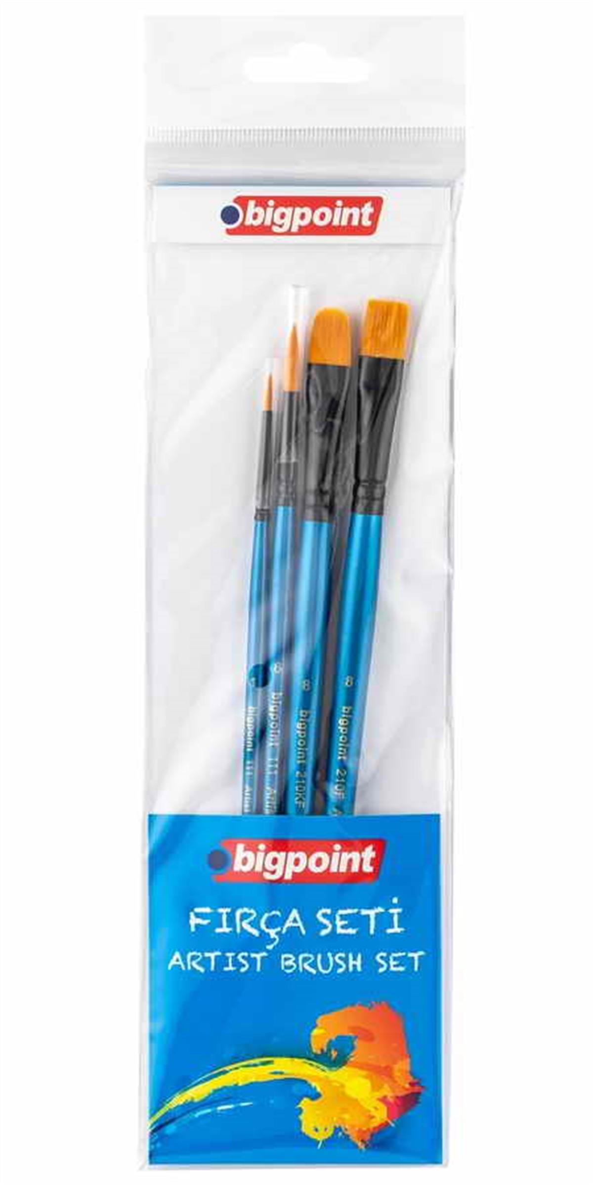 Bigpoint Bpf912 111 & 210 Serisi Sentetik Kıl Karışık Uçlu Fırça Seti 4'lü Blister