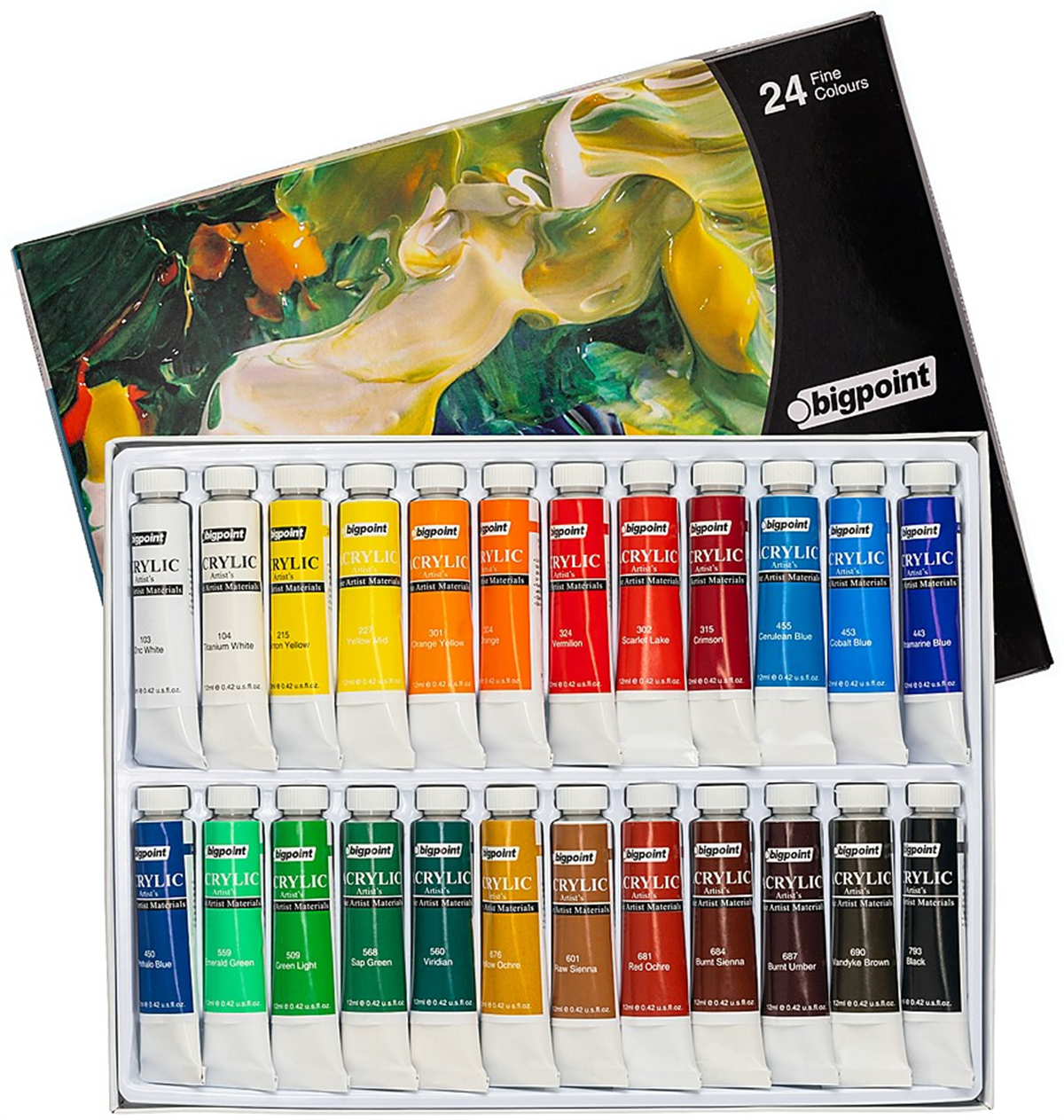 Bigpoint BPPA-2412 Akrilik Boya Seti 12ml Tüp x 24 Renk