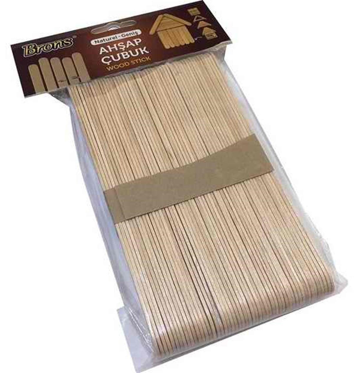 Brons Br-901 Ahsap Çubuk Naturel Genis 50Li Paket