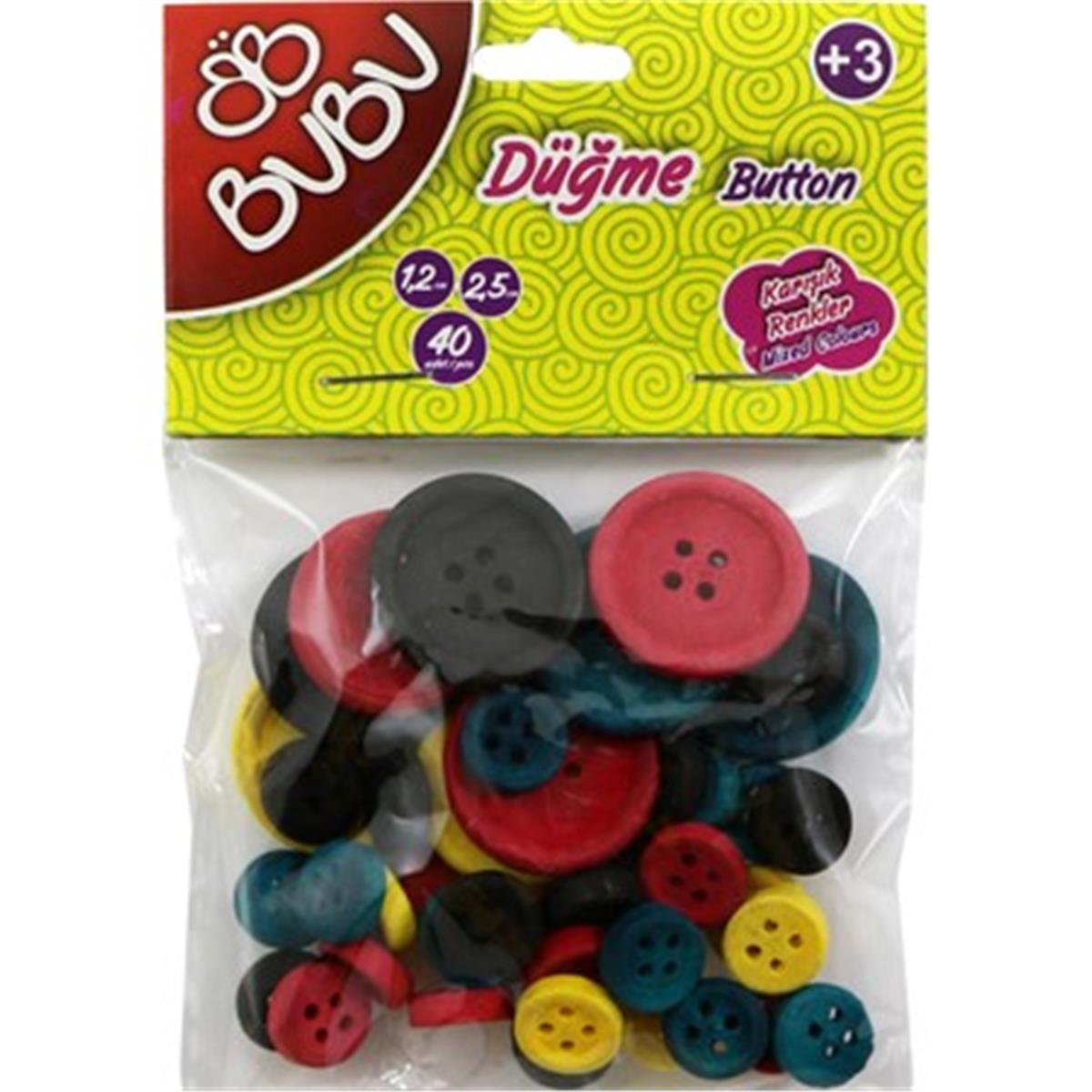 Bu-bu Hs0007 1,2Cm-2,5Cm 40 Lı Renkli Düğme