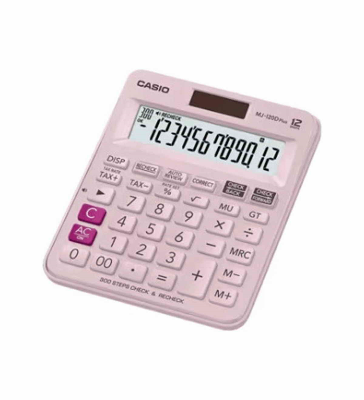 Casio MJ-120D Plus Pembe İşlem Kontrollü 12 Hane Masa Üstü Hesap Makinesi