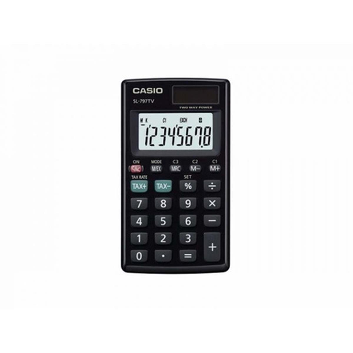Casio SL-797TV-BK 8 Hane Siyah Cep Tipi Hesap Makinesi
