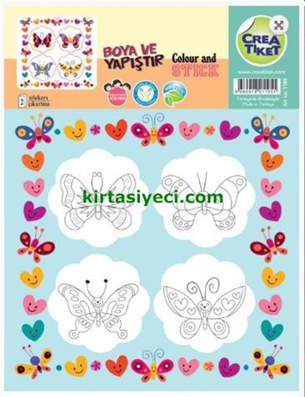 Creatiket Crw-1105 Ayicik-Kelebekler Boyamali Çikartma