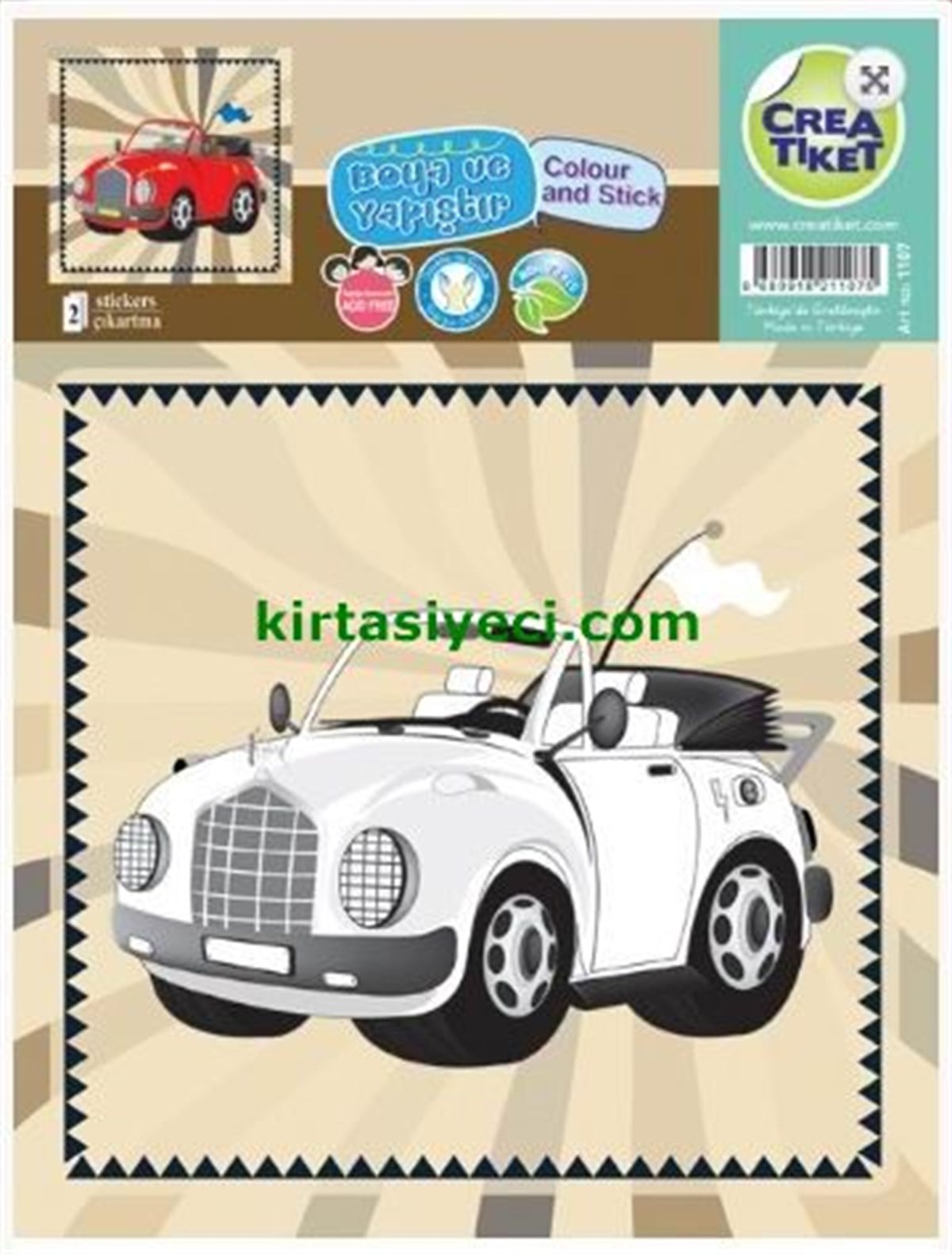 Creatiket Crw-1107 Tasitlar-Kirmizi Araba Boyamali Çikartma