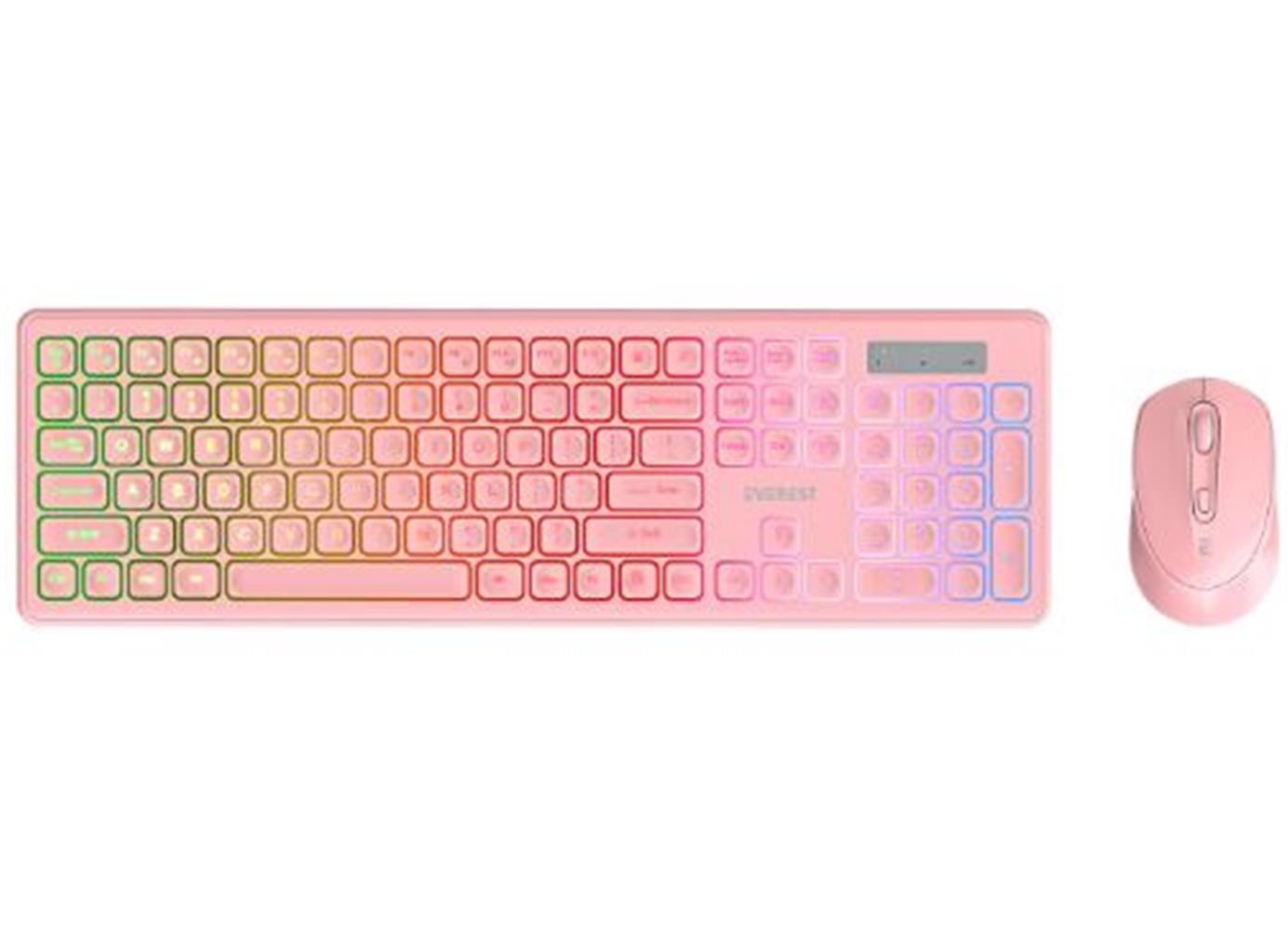 Everest KM-319BT Pembe 2.4G+BT1+BT2 Çoklu Cihaz Bağlantılı Q Set Kablosuz Klavye + Mouse