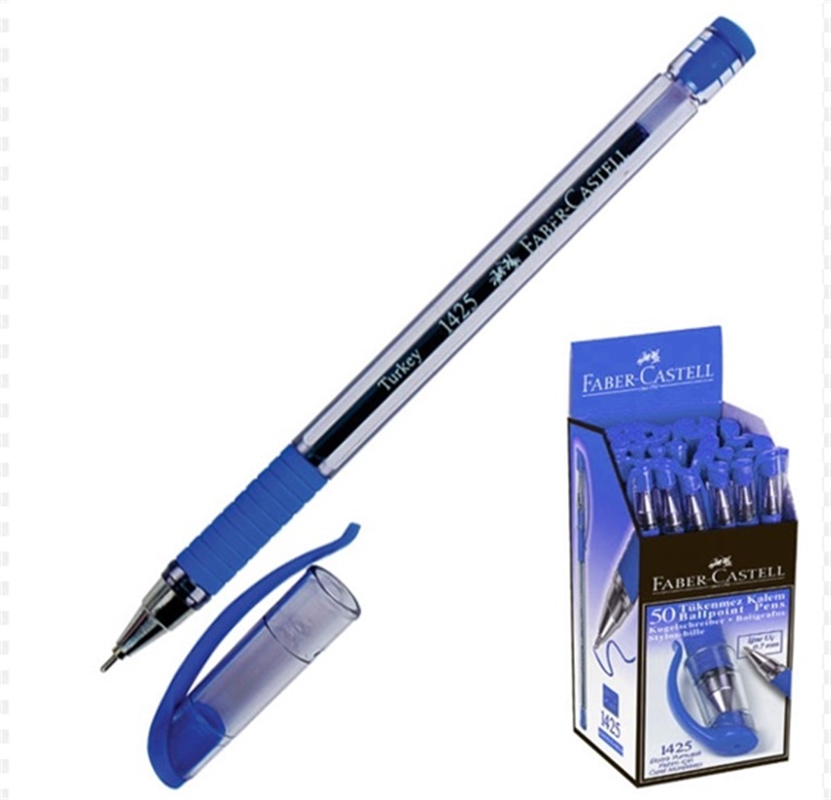 Faber Castell 1425 Tükenmez Kalem Igne Uç Mavi 50Li Paket    