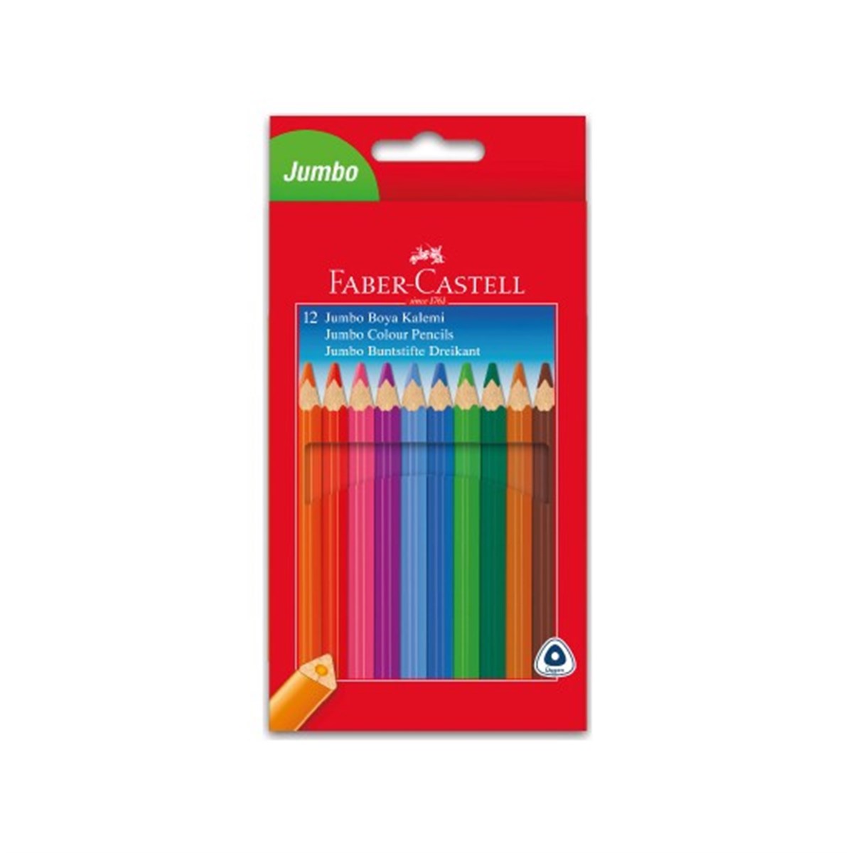 Faber Castell 5171116615 Jumbo Kuruboya Tamboy Üçgen 12 Renk Karton Kutu