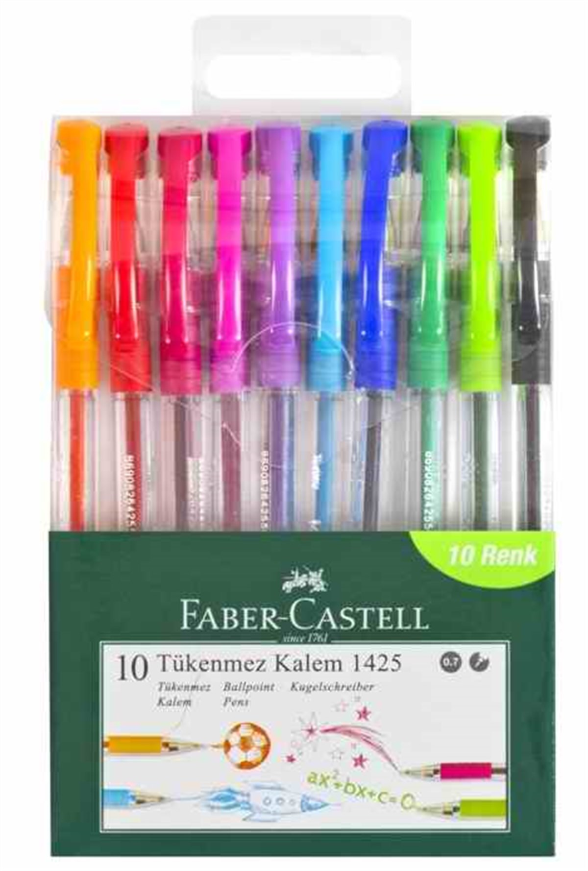 Faber Castell 5215142557 1425 Igne Uç Tükenmez Karisik  10Lu Paket 