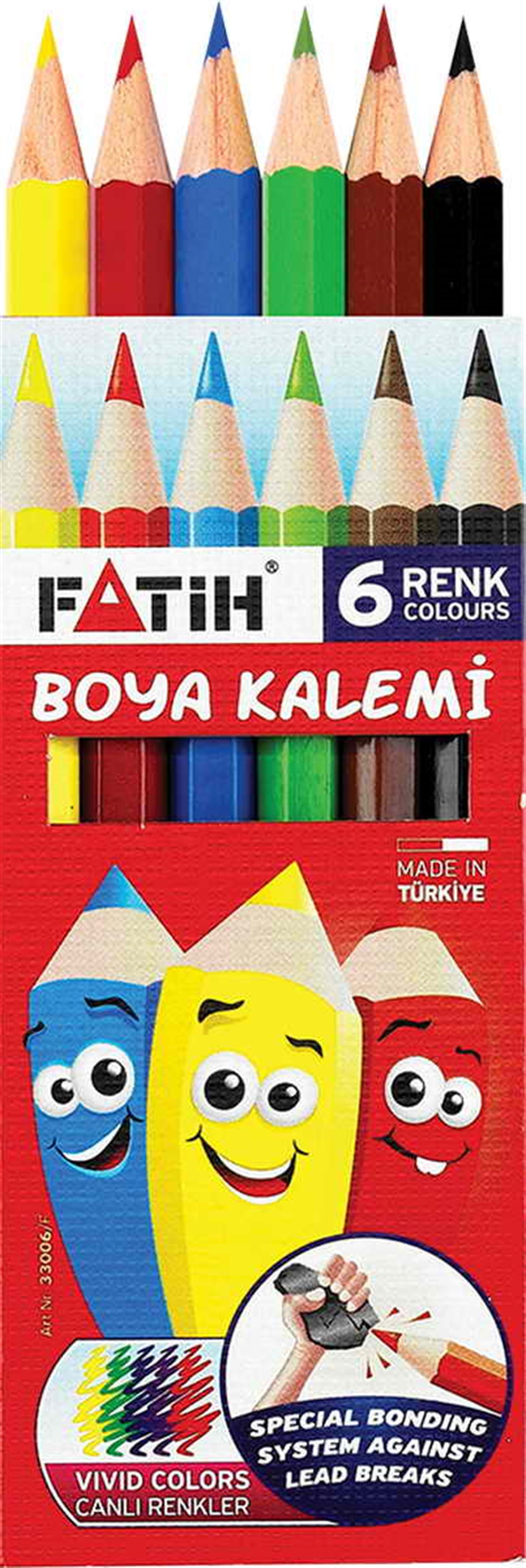 Fatih 33006 Kuruboya Kalemi 6 Renk Yarim Boy 