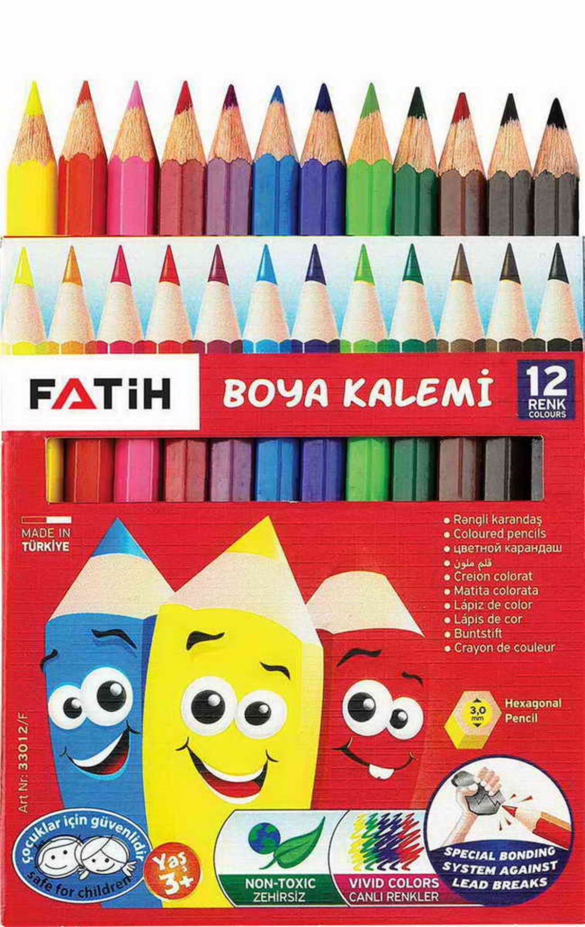 Fatih 33012 Kuruboya Kalem 12 Renk Yarim Boy 